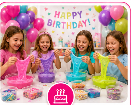 Children making slime at a birthday party